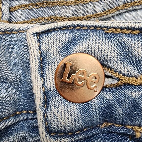 Lee Jeans Womens 16 Blue Mid Rise Straight Leg Regular Fit Stretch Denim Casual - Picture 2 of 13